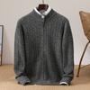 24 Novos Suéteres de Outono e Inverno Estilo Coreano Zíper Grosso Tramado 100% Lã Pura Tricô Cardigã Casual Casaco Masculino Tendência