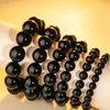 Pulsera de Obsidiana Dorada para Hombres y Mujeres Estilo Pareja Cadena Única Pulsera de Cuentas Budistas de Obsidiana Negra Adornos de Piedra de Jade Pulsera de Regalo al por Mayor