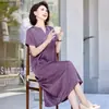 Vestido de verão da mamãe para mulheres 2025, vestido longo elegante e charmoso para senhoras de meia-idade