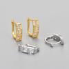 Aretes de Diamantes Franceses de Comercio Exterior Transfronterizo Hebilla para la Oreja Venta Caliente Europea y Americana Lujo Ligero Combinación con Todo Geométricos Simples Cuadrados Zirconia