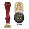Sello de cera para Navidad, cabeza de sello de una pieza de madera de haya roja con diseño de muñeco de nieve y copo de nieve, juego al por mayor, mango de madera