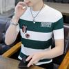 Camiseta Masculina de Manga Curta de Seda Gelo de Alta Qualidade Tendência de Moda de Verão Tricotada Manga Curta Casual Bonita Top Versátil para Homens