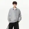 Sudadera pesada con media cremallera para hombre, nuevo modelo otoño 2026, top tipo polo, suéter casual holgado de moda para hombre