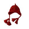 Gorro de lana tejido a mano, cálido, de estilo japonés Ins, versátil, para Año Nuevo, otoño e invierno, con protección para las orejas y borla, tipo gorro de punto