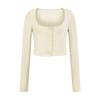Atacado de Roupas Femininas Transfronteiriças Primavera 2025 Nova Blusa Cardigan de Gola Redonda Manga Longa Tops Slim