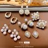 Aretes Ovalados de Perla Francesa de Zirconia con Aguja de Plata Electrochapada en Oro Real Moda Retro Elegante Elegante Elegante Aretes de Lujo Ligero