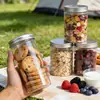 Frasco de plástico transparente PET para té y alimentos, botella redonda de boca ancha, tapa de aluminio, tapa de plástico, frasco sellado de plástico, empaque de plástico