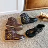 Botas Martin Forradas de Felpa para Niñas Otoño e Invierno Nuevo Estilo Hebilla de Cuero Botines Cortos de Moda Elegantes Cremallera Lateral Botas de Cuero de Princesa para Niñas