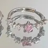 Anillo de Estrella para Hombres y Mujeres Diamante Rosa Simple Anillo Versátil Ajustable Términos Solares Anillo de Dedo de Lujo Ligero Regalo para el Festival Tanabata Moda