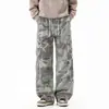 Pantalones casuales de camuflaje 100% algodón para hombre, nuevos de otoño estilo japonés de pierna ancha lavados de trabajo holgados para hombre