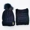 Otoño e invierno Nuevo con terciopelo acolchado logo de letra B bola de lana gorro de lana tejido bufanda traje cálido de dos piezas para mujer