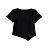 Camiseta de manga corta con cuello cuadrado y dobladillo irregular para mujer, estilo europeo y americano, novedad de verano de 2022