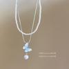 Collar de Borla de Mariposa de Perla con Degradado de Cristal de Hielo para Mujer Cadena para Clavícula con Sentido de Verano Collar Dulce, Cool y Picante G