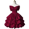 Vestido Corto Rosa de Hombros Descubiertos para Mujer, Adecuado para Banquetes, Fiestas de Estudiantes, Ceremonias de Mayoría de Edad, Fiestas de la Alta Sociedad, Vestidos de Princesa, Reuniones Anuales y Eventos de Anfitrión