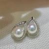 Zhuji Yuhe fuerza mayoreo perla de agua dulce gotas de agua aretes de circonita aguja de plata S925 exquisitos Joker aretes esenciales