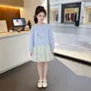 Vestido Estilo Fresco para Menina Nova Moda Outono/Primavera Vestido Moletom Falso de Duas Peças Estilo Coreano Vestido Floral para Bebê Menina