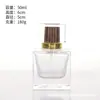 Botellas de perfume transparentes de vidrio al por mayor 30ml 100ml cuadradas para muestras cosméticas dispensadoras botellas vacías botellas con atomizador de niebla fina