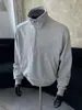 Moletom cinza estilo americano retrô com meio zíper e gola vertical, moda primavera e outono, marca de alta qualidade, jaqueta Feeling Cleanfit