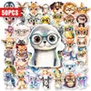 Compra transfronteriza directa de 50 pegatinas lindas de animales no repetidas para garabatos de dibujos animados infantiles, decoración de equipaje y agendas