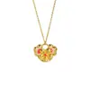 Cadena para Clavícula de Oro Arena Vietnamita Estilo Palacio Retro Flor de Durazno Ruyi Candado Collar Joyería Versátil de Gama Alta para Mujer