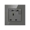 Hong Kong e Macau Exportador Vidro Cinza USB com Painel de Cinco Furos Fabricante Atacado Doméstico Duplo Transfronteiriço Multifuncional Tipo 86
