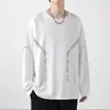 Camiseta casual versátil de manga larga para hombre para otoño, cuello redondo, color liso moderno, cómoda, transpirable y de corte holgado.