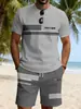 Verão Transfronteiriço Temu Conjunto Casual Duas Peças Masculino Estampado 3D Camiseta de Manga Curta + Shorts