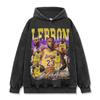 Camiseta de Manga Corta Estampada James Retro Americana Transfronteriza Lavada de Manga Larga Cuello Redondo Suelta Sudadera con Capucha para Hombre