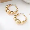 Pendientes Simples Europeos y Americanos, Diseño de Nicho de Alta Gama, Bolas Pequeñas de Oro, Pendientes Versátiles, Textura Dorada, Pendientes que No se Desvanecen