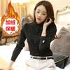 Qualidade Tmall forrado com fleece/não forrado primavera cor sólida branco camisa moda coreana versátil feminina manga longa camisa de chiffon