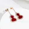 Pendientes de Calabaza Kirin Heweisha para Mujer Mismo Estilo que Liu Shishi Pendientes Rojos Chinos Perla Blanca Ágata Roja Pendientes Exquisitos