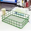 Cesta de Armazenamento de Ferro Estilo Simples e Luxuoso, Cesta de Armazenamento de Metal com Fundo de Tela para Mesa, Cesta de Armazenamento de Metal Criativa