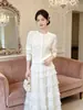 Cárdigan de Punto Floral con Perlas Moradas de Taro Estilo Francés Nanyou para Mujer, Suéter Abrigo de Manga Larga Holgado con Cuello Redondo, Lana de Alpaca