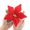 Flores artificiales transfronterizas de Amazon, decoraciones premium, flores decorativas navideñas rojas de terciopelo artificial, flores decorativas navideñas