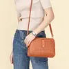 Bolsa Feminina 2025 Nova Primavera e Verão Jovem Cor Sólida Casual Versátil Bolsa Feminina Tecida Ombro Transversal Bolsa Pequena Tecida