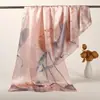 Bufanda Impresa de Seda de 12 mm para Mujer Primavera Verano Bufanda Cuadrada de Seda de Morera Estilo Chino Chal Versátil Tacto de Alta Gama Lujo Ligero Bufanda Larga