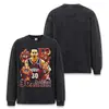 Camiseta masculina Stewell Curry outono e inverno lavada vintage floco de neve algodão pesado manga longa