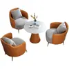 Juego de sofá individual y mesa de centro estilo lujo ligero para recepción comercial, oficina de ventas, mesas y sillas de negociación, sofá de recepción de oficina
