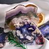 Ágata de cristal natural mineral multi-material adornos con logo piedra ágata flor de cerezo azul cristal pulido adornos de escritorio para oficina