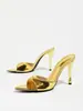 Tacones 25 Llegada Nueva de Verano Punta Fina Punta Abierta Tacón de Aguja Tira Única Chanclas Moda Exterior Versátiles Frescas Sandalias Ventilador