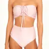 Biquíni Feminino Duas Peças Cor Sólida Novo Estilo Japonês e Coreano com Top de Um Ombro e Calcinha de Cintura Alta para Seios Pequenos, Adequado para Férias em Fontes Termais