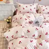 Conjunto Universal de Quatro Peças Floral Pequeno para Todas as Estações Capa de Edredom de Algodão Puro Lavado Conjunto de Cama de Três Peças para Dormitório Estudantil Solteiro e Casal