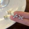 Pendientes Ganjia S925 de plata esterlina con forma de corazón y lazo para niña, pendientes de perlas, estilo retro, joyería francesa de plata