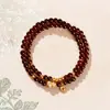 Pulsera Auténtica de Granate Natural para Mujer, Exquisito Diseño en Forma de Calabaza, Única Pulsera de Cristal Multicapa, Lujo Ligero y Sofisticada