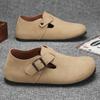 2024 Estilo Britânico Sapatos Meio-Chinelos Birkenstock de Sola Grossa Masculinos Outono Roupa Externa Slip-On Moda Sapatos Preguiçosos Feijão Dropshipping