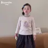 Beixinan 280g Camiseta Térmica Base de Algodón Puro Suave para Niños, Camiseta de Manga Larga 100% Algodón Clase A