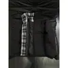 Jaqueta de algodão xadrez patchwork transfronteiriça para homens, casaco de algodão espessado cleanfit de inverno, gola alta estilo americano, jaqueta puffer popular