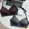 Sutiã com Decote Halter para Mulheres com Seios Pequenos, Push-Up, Sem Fio, Coleta Lateral dos Seios, Anti-Queda, Respirável, Sexy, Sem Costura, Costas Bonitas, Acolchoado