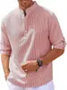 En Stock 2026 Camisas Europeas y Americanas para Hombre Manga Larga Cuello Alto Botones Piña Manga Corta Cuadros Tops Casuales para Hombre