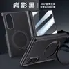 Nuevo modelo apto para Samsung Z Fold 20% de descuento funda para teléfono plegable con soporte giratorio magnético, cuero liso tipo piel, cadena y protección anticaída